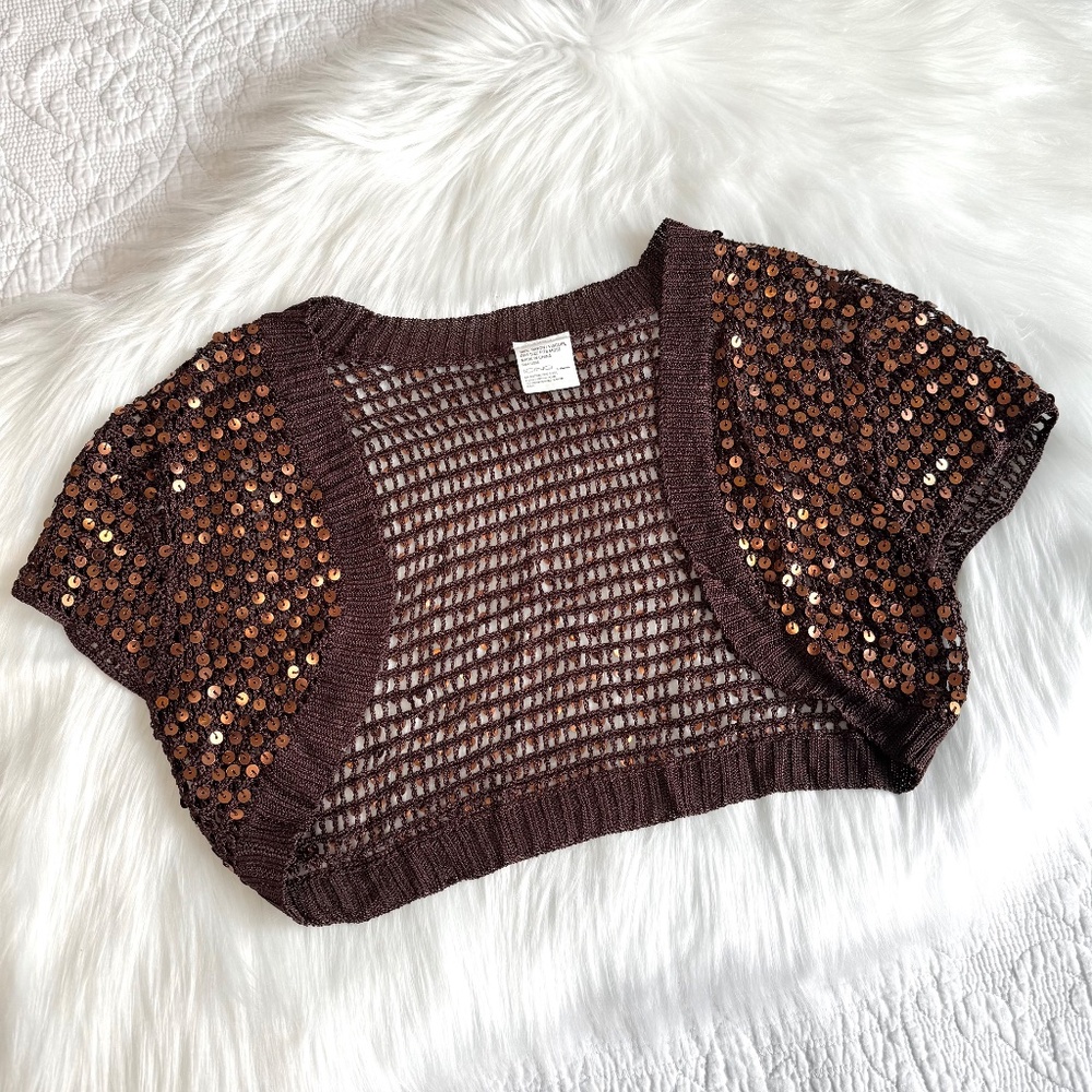 Y2K Icing by Claire's Sequin Bolero Brown XS